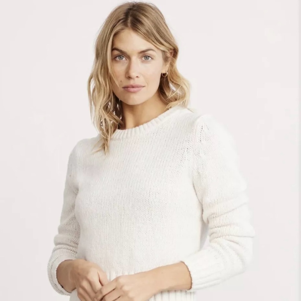 JENNI KAYNE | Classic Crewneck Sweater XS Ivory